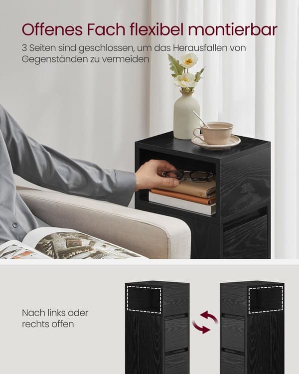 Rootz Ebony Black Sengeborde - Natborde - Træspånplader - MDF - 30cm x 25cm x 65cm - Sæt med 2 - Robust konstruktion
