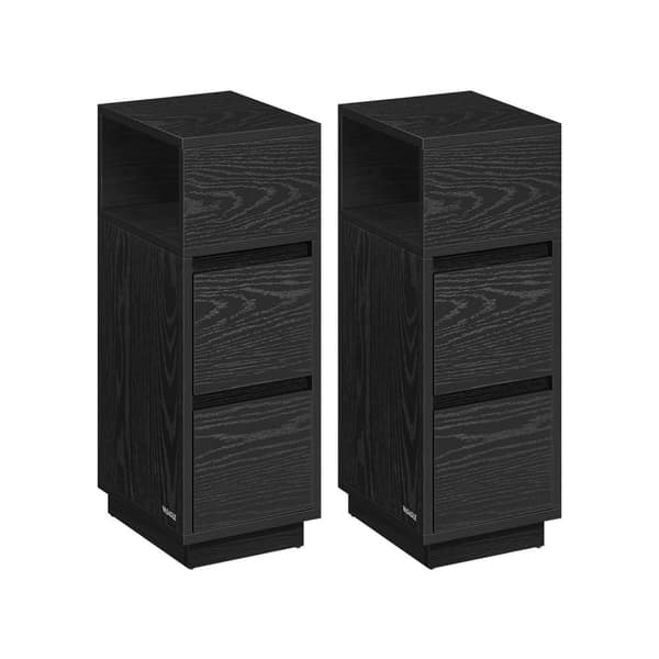 Rootz Ebony Black Sengeborde - Natborde - Træspånplader - MDF - 30cm x 25cm x 65cm - Sæt med 2 - Robust konstruktion