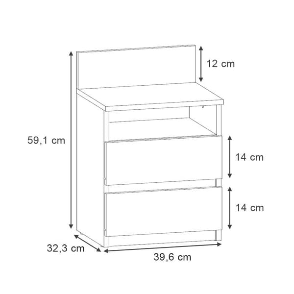 Vicco Monty sängbord, Svart, 39,6 x 59,1 cm