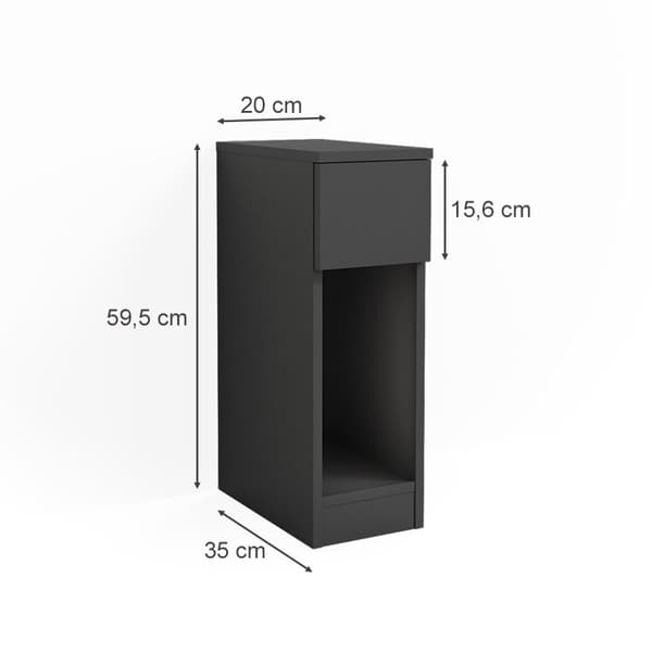 Enton sängbord, 20 x 59,5 cm, Svart, Vicco