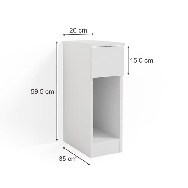 Vicco Enton sängbord, vitt, 20 x 59,5 cm Set om 2