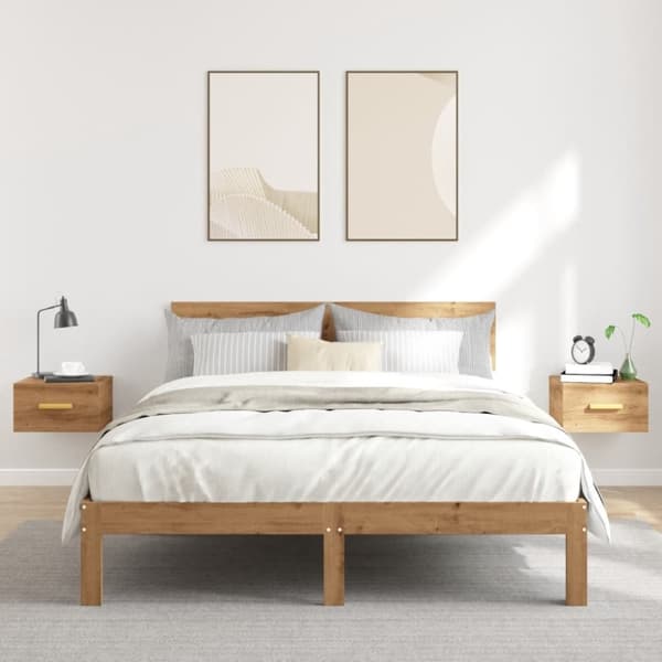 vidaXL Seinäkiinnitettävät yöpöydät 2 kpl artesaani tammi 35x35x20 cm