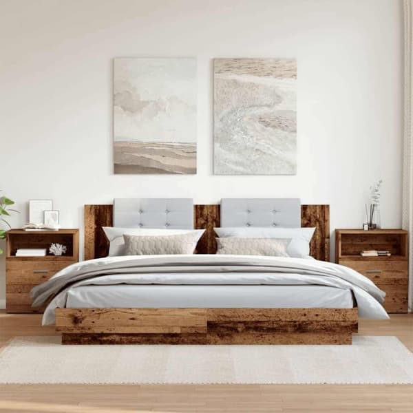 vidaXL sengeborde 2 stk. 50x32x60 cm konstrueret træ gammelt trælook