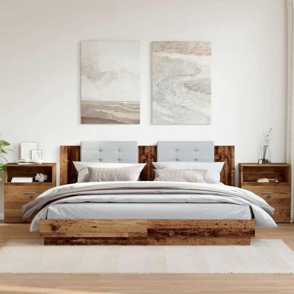 vidaXL sengeborde 2 stk. 50x32x60 cm konstrueret træ gammelt trælook