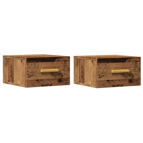 vidaXL Veggmonterte nattbord 2 stk gammelt tre 35x35x20 cm