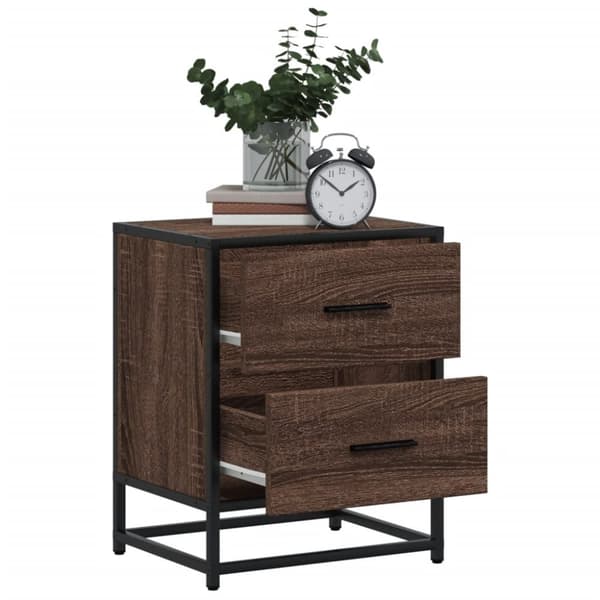vidaXL Sängbord 2 st brun ek 40x31x50 cm konstruerat trä
