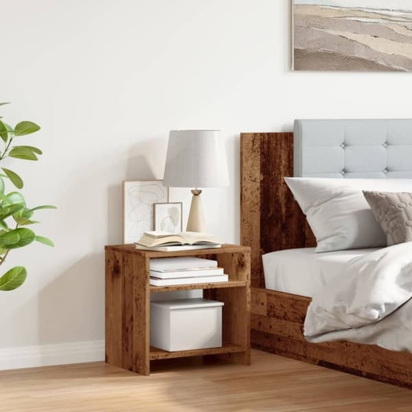 vidaXL Sängbord vittrat trä 40x30x40 cm konstruerat trä