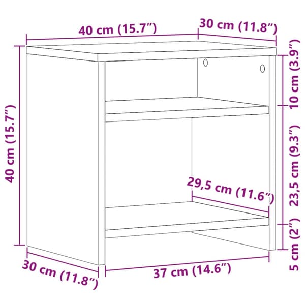 vidaXL Sängbord vittrat trä 40x30x40 cm konstruerat trä
