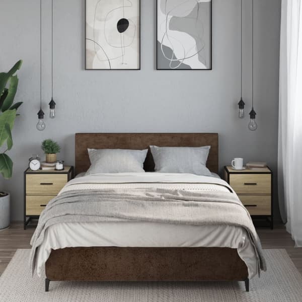 vidaXL sengeborde 2 stk. 40x31x50 cm konstrueret træ sonoma-eg