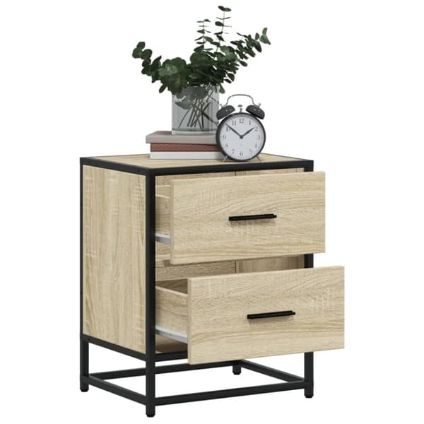 vidaXL sengeborde 2 stk. 40x31x50 cm konstrueret træ sonoma-eg