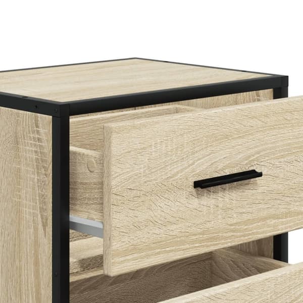 vidaXL sengeborde 2 stk. 40x31x50 cm konstrueret træ sonoma-eg