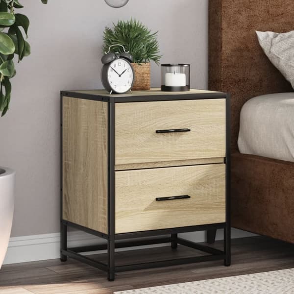 vidaXL sengeborde 2 stk. 40x31x50 cm konstrueret træ sonoma-eg