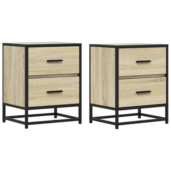 vidaXL sengeborde 2 stk. 40x31x50 cm konstrueret træ sonoma-eg