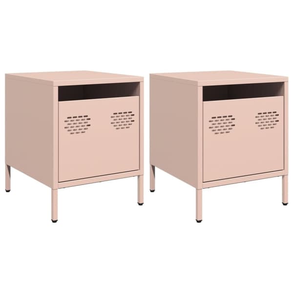 vidaXL Nattbord 2 stk rosa 35x39x43,5 cm stål