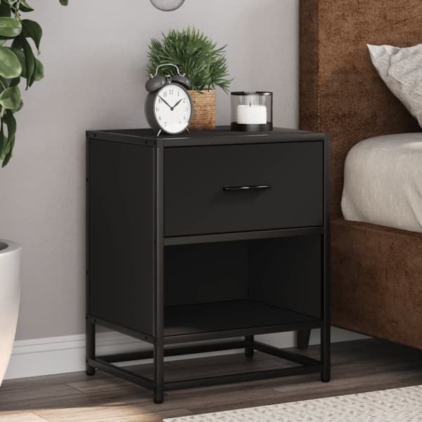 vidaXL Nattbord svart 40x31x50 cm heltre furu