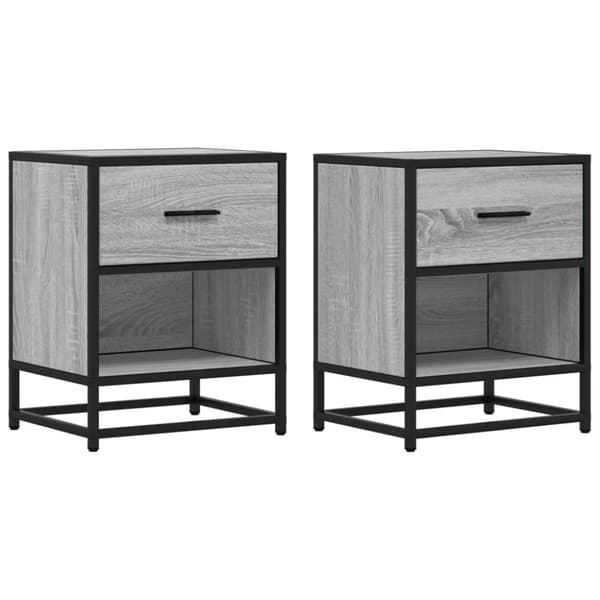 vidaXL Yöpöydät 2 kpl harmaa Sonoma 40x31x50 cm tekninen puu