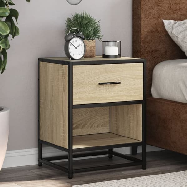 vidaXL sengebord 40x31x50 cm konstrueret træ sonoma-eg