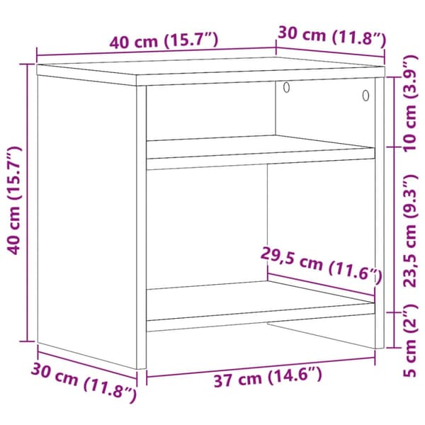 vidaXL Nattbord artisan eik 40x30x40 cm konstruert tre