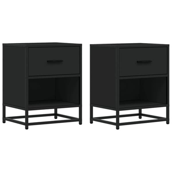 vidaXL Nattbord 2 stk svart 40x31x50 cm heltre furu