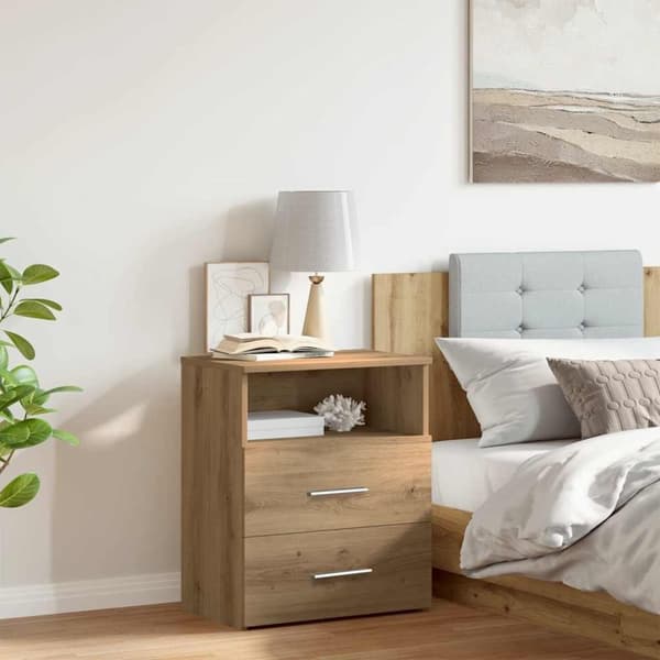vidaXL Nattbord artisan eik 50x32x60 cm konstruert tre