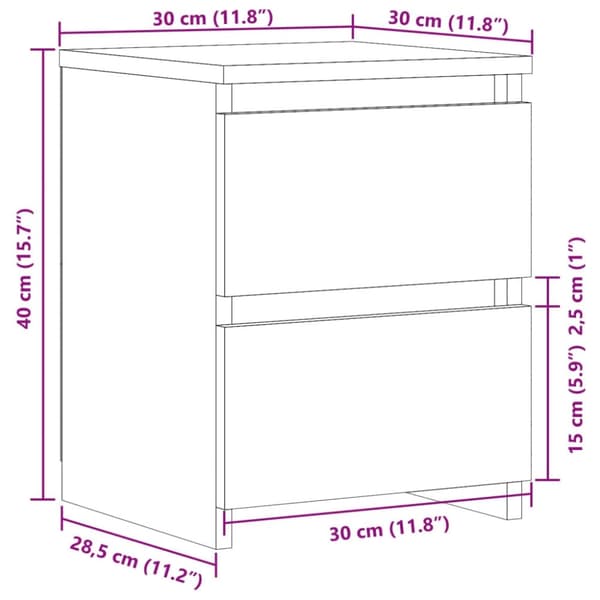 vidaXL Nattbord gammelt tre 30x30x40 cm konstruert tre