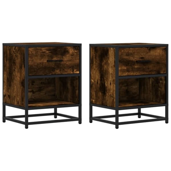 vidaXL sengeborde 2 stk. 40x31x50 cm konstrueret træ røget egetræ
