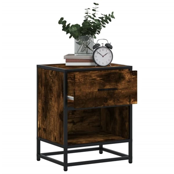 vidaXL sengeborde 2 stk. 40x31x50 cm konstrueret træ røget egetræ