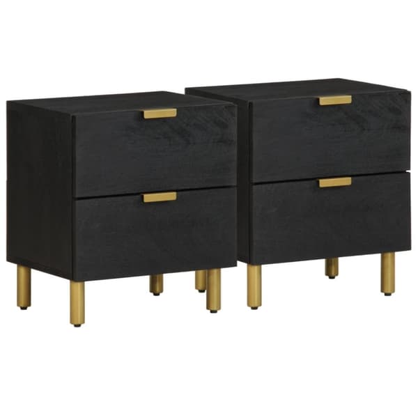 vidaXL yöpöytäkaappi 2 kpl musta 40x33x46 cm massiivipuu mango