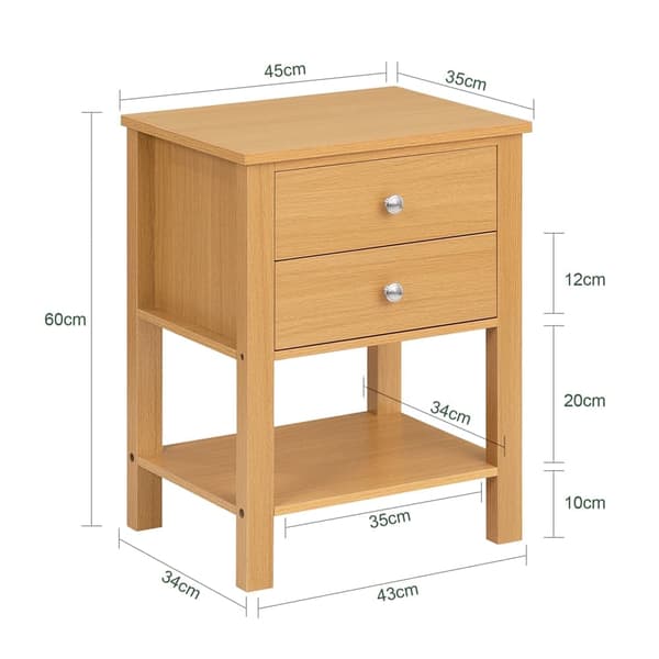 SoBuy Sengebord Sidebord med 2 skuffe og 1 hylder Sofabord FBT114-N