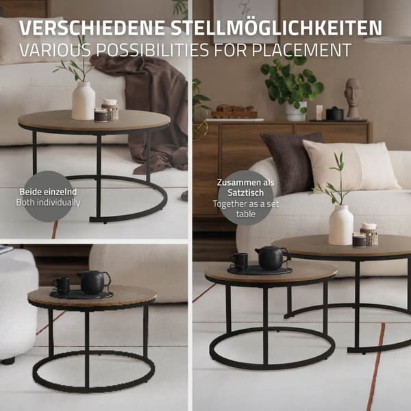 Soffbord set om 2 svart trädekor med metallram ML design