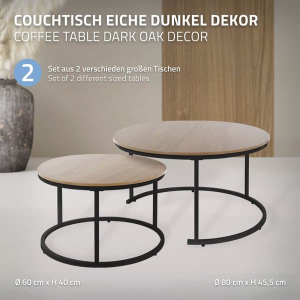 Soffbord set om 2 svart trädekor med metallram ML design