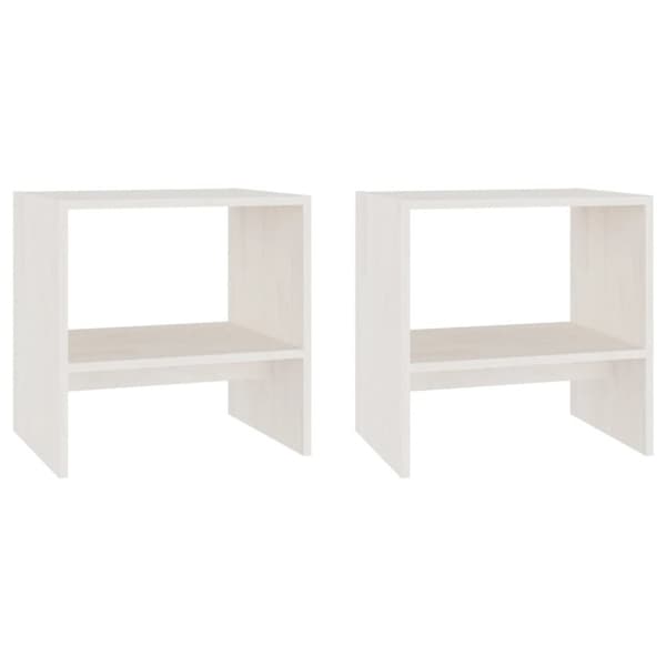Sängbord 2 st vit 40x30,5x40 cm massiv furu