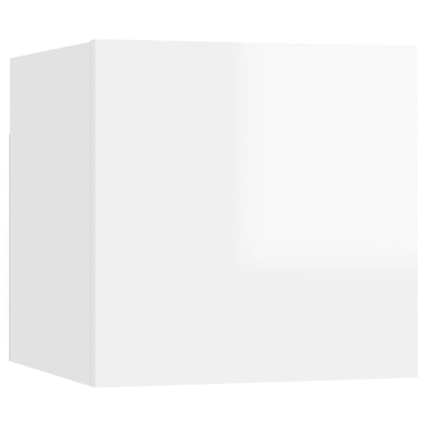 Sängbord vit högglans 30,5x30x30 cm Konstruerat trä