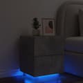 Miniatyrbild 1 av 2: Sängbord med LED-lampor betonggrå konstruerat trä