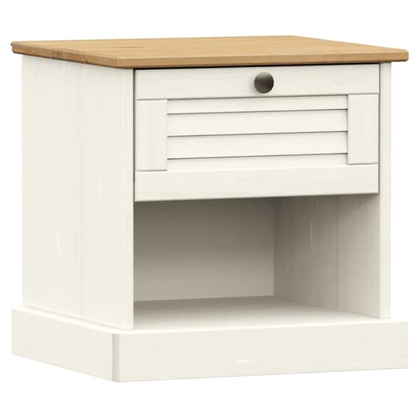 Sängbord VIGO vit 42x35x42 cm massiv furu