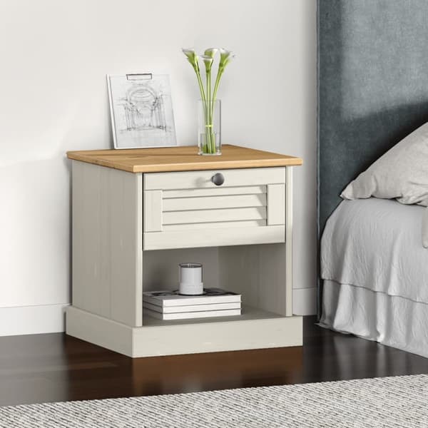 Sängbord VIGO vit 42x35x42 cm massiv furu