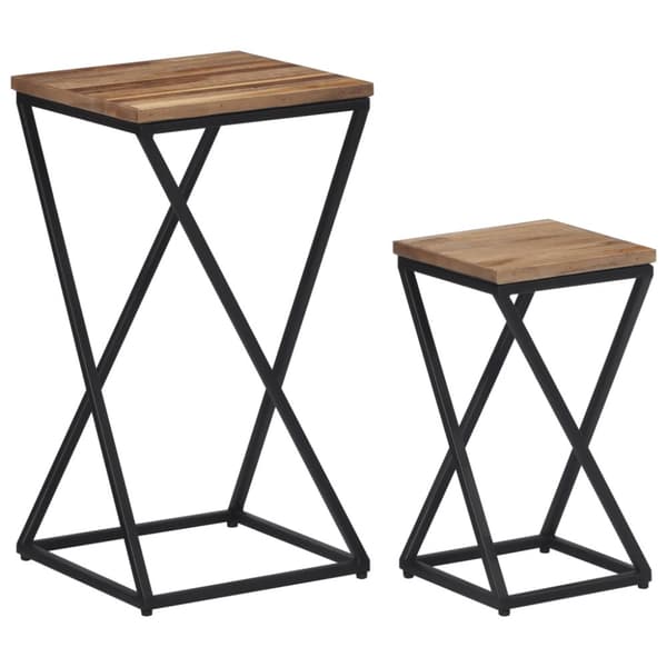 Sidobord 2 st massiv återvunnen teak