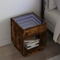 Miniatyrbild 1 av 2: Sängbord med Infinity LEDs rökfärgad ek 40x40x50 cm