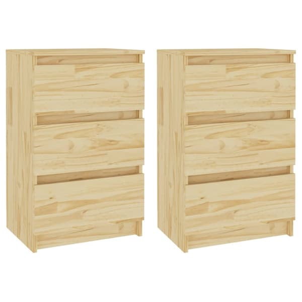 Sängbord 2 st 40x29,5x64 cm massiv furu