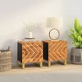 Miniatyrbild 1 av 2: Sängbord 2 st brun och svart massivt mangoträ