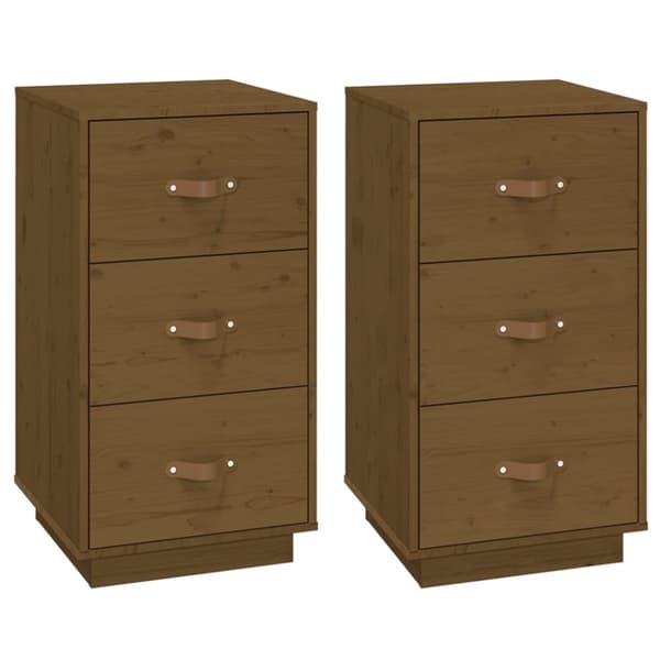 vidaXL Sängbord 2 st honungsbrun 40x40x75 cm massiv furu