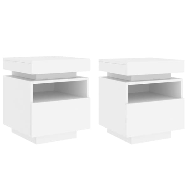 Sängbord med LED-belysning 2 st vit 40x39x48,5 cm