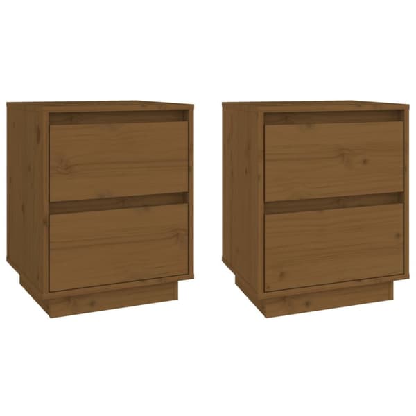 Sängbord 2 st honungsbrun 40x35x50 cm massiv furu