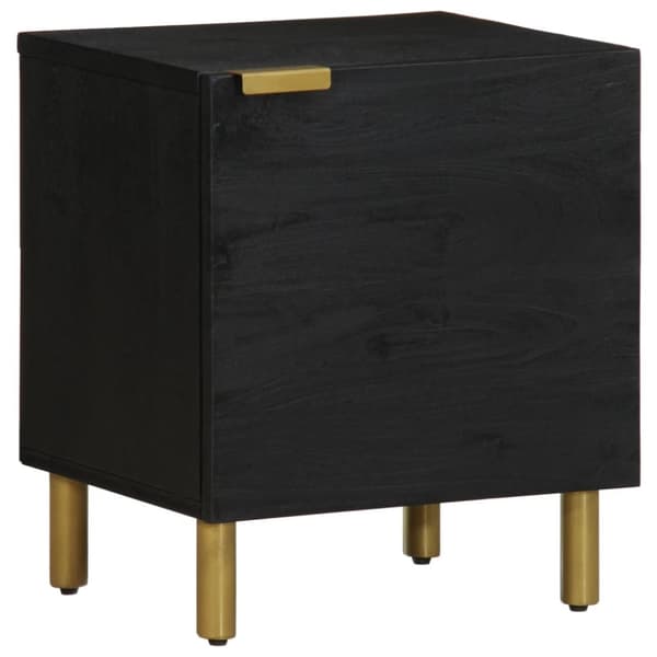 Sängbord 2 st svart 40x33x46 cm massivt mangoträ