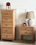 Miniatyrbillede 5 af 11: Sengebord i lyst massivt træ med 2 skuffer Rustikt sidebord Moderne design elegant stil