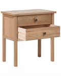 Miniatyrbillede 6 af 11: Sengebord i lyst massivt træ med 2 skuffer Rustikt sidebord Moderne design elegant stil