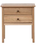 Miniatyrbillede 7 af 11: Sengebord i lyst massivt træ med 2 skuffer Rustikt sidebord Moderne design elegant stil