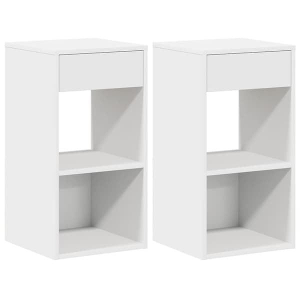 vidaXL Sängbord 2 st med låda vit 35x34x66,5 cm