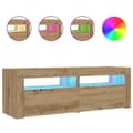 Miniatyrbilde 3 av 11: vidaXL Nattbord 2 stk med LED artisan eik 60x35x40 cm