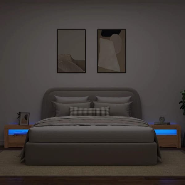 vidaXL Nattbord 2 stk med LED artisan eik 60x35x40 cm